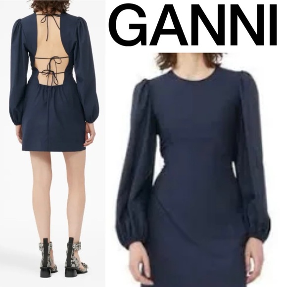 GANNI Drapey Melange Open Back Dress